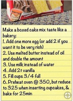 a recipe for cake mix with instructions to make it in the microwave or on the stove