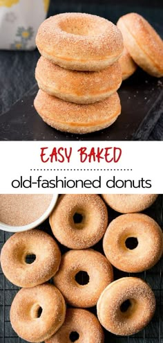 an easy baked old - fashioned donuts recipe that is perfect for breakfast or dessert