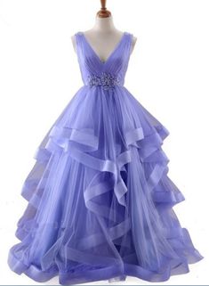 Lavender Tulle V-neckline Layers Long Sweet 16 Dress, Light Purple Pro – Cutedressy Long Sweet 16 Dresses, Light Purple Prom Dress, Sparkle Prom Dress, Sweet 16 Dress, Purple Prom, Quince Dress, Prom Dresses With Pockets, Purple Prom Dress, 16 Dress