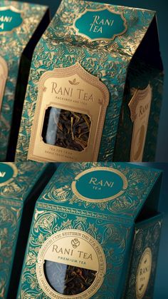 three boxes of rani tea are stacked on top of each other