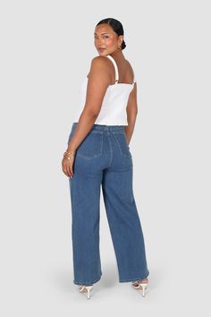 Say hello to our Axel Wide Leg Jeans - the newest addition to your FAYT jeans collection! With a flattering wide-leg cut, high waist design and the perfect combination of comfort, style & stretch you won't want to take these beauties off! Ultra stretchy fit Ultra high waisted Functional front & back pockets Relaxed, wide leg fit Fitted waist An almost full length leg (depending on your height) Fabric: 98% Cotton, 2% Spandex Model Information: Rhe is 167cm tall and wears a size 12 in these jeans Jeans Collection, Muted Blue, Comfort Style, Wide Leg Jeans, Say Hello, Leg Jeans, Full Length, High Waist, Wide Leg