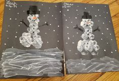 two children's books with snowmen on them, one is black and the other is white