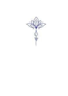 a blue line drawing of a flower on a white background