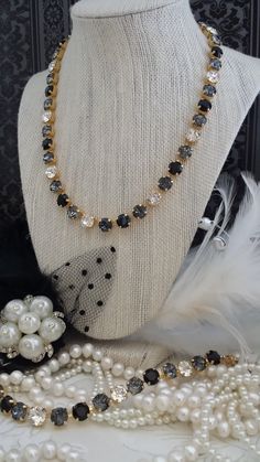 New: BLACK TIE AFFAIR. 8mm Genuine Swarovski by KissMySassJewelry Sabika Inspired Jewelry, Sabika Jewelry, Gold Crystal Necklace, Swarovski Crystal Jewelry, Black Tie Affair, Swarovski Crystal Necklace, Gold Crystal, Swarovski Jewelry, White Crystal