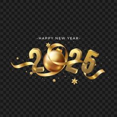 happy new year background with golden numbers and balls