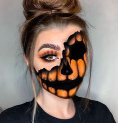 Crazy Halloween Makeup, Pumpkin Face Paint, Cute Pumpkin Faces, Scary Pumpkin Faces, Holloween Makeup, Halloween Decor Diy