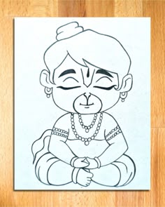 a drawing of a baby sitting on top of a wooden floor