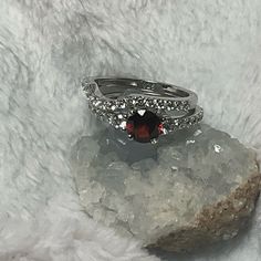 Red Garnet Wedding Ring, Ruby And Silver Engagement Ring, Red Wedding Rings, Wed Rings, Medieval Wedding Ring, Purple Diamond Ring, Vampire Ring, Silver Garnet Ring