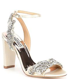 Tan Women's Dress Sandals | Dillard's Mother Of The Bride Shoes, Elegant Wedding Shoes, Jeweled Heels, Sparkle Heels, Wedding Shoes Bride, Bridal Wedding Shoes, Video Tiktok, Badgley Mischka Shoes, Bridal Sandals