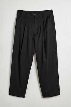 Jason pleated trouser pants by Standard Cloth. Relaxed straight leg pants with seamed detailing for a classic tailored look. Includes pockets at the front and back & a zip fly and button closure. Urban Outfitters exclusive. Features Jason pleated trouser pants from Standard Cloth Relaxed straight leg silhouette Tailored style Front & back pockets Zip fly; button closure UO exclusive Content + Care 66% Polyester, 32% viscose, 2% elastane Machine wash Imported Size + Fit Measurements taken from si Classic Black Pleated Pants, Business Straight Leg Pleated Pants, Business Pleated Straight Leg Pants, Tailored Black Pleated Pants, Pleated Straight Leg Business Pants, Black Straight Leg Pleated Pants, Black Straight-leg Pleated Pants, Black Pleated Tapered Leg Pants, Black Pleated Straight Leg Pants