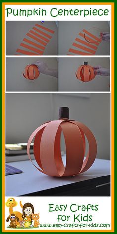 the pumpkin centerpiece is made out of construction paper