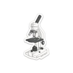 the microscope sticker is shown in black and white