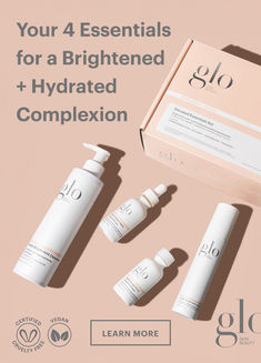 Get brighter + more supple skin with Glo's easy 4-step skincare routine! Featuring our best selling brightening products, transform your skin with powerhouse skincare ingredients like vegan lactic acid + niacinamide. Packaging Redesign, Acne Hyperpigmentation, Diy Outfits, Pure Skin, Paid Ads, Honeysuckle Flower, Essentials Set, Supple Skin, Brighter Skin