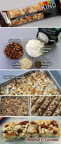 the ingredients to make an almond and coconut bar