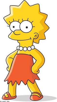 the simpsons character is dressed in red and yellow