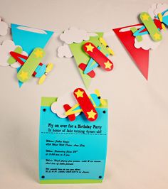 an airplane themed birthday party with paper decorations