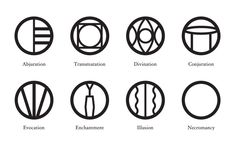 six different types of logos in black and white