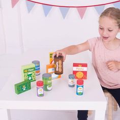 Cupboard Groceries - Bigjigs Toys Play Food & Accessories | Maisonette Toy Cupboard, Wooden Play Food, Pasta Rice, Sensory Lights, Soft Play Equipment, Pretend Play Food, Wooden Food, Wooden Train Set, Pretend Food