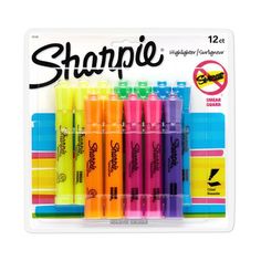 sharpie highlighter pens in assorted colors, 12ct each pack includes markers and erasers