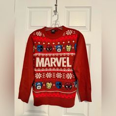 Brand New Marvel Avengers “Ugly Christmas Sweater.” Measurements In Pictures. Please Pay Attention To Them! Sweater Features Captain America, Iron Man, Spider Man, And Black Panther. Smoke-Free Home. Reasonable Offers Welcomed. Marvel Sweater, Captain America Iron Man, Avengers Coloring, Man Spider, Marvel Shirt, The Avengers, Black Panther, Ugly Sweater, Marvel Avengers