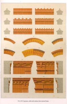 an image of different types of bricks and their construction stages, including the top one being made out of wood