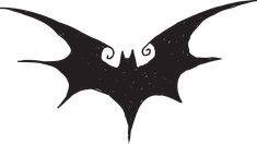 a bat that is black and white with some writing on the back of its wings