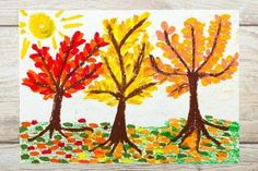 an art project for kids to make fall trees