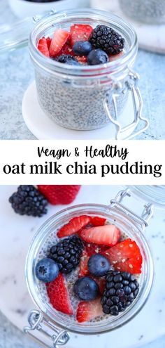 chia pudding topped with berries in a small mason jar. Vegan Chia Seed Pudding, Vanilla Chia Seed Pudding, Simple Healthy Food, Vanilla Chia Pudding, What Is Healthy Food, Chia Seed Recipes Pudding, Healthy Diet Food, Coconut Chia Pudding, Coconut Chia