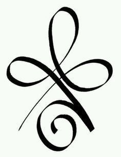 the letter k is made up of swirls and curves in black ink on a white background