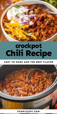 the crockpot chili recipe is ready to be eaten