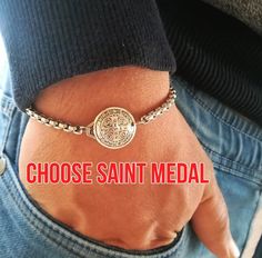 Saint Bracelet, Catholic Traditions, Saint Necklace, Custom Gift Cards, Catholic Saint, Saint Benedict, Catholic Jewelry, Saint Christopher