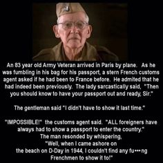 an old man wearing a hat and glasses with the caption, i am 85 years old army arrived in paris by plane