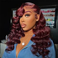 99J Burgundy Loose Wave 13x6 Transparent Lace Front Pre Plucked Wig Loose Deep Wave, Loose Waves Hair, Hair Color Pink, Colored Wigs, Hair Color Blue, Hair Problems, Headband Wigs, Hair Wear, Frontal Wig