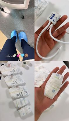 four different images show the process of making an electronic hand sanitizer for newborns