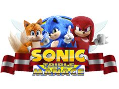 sonic the hedge mance logo with two tails and an orange cat in front of it