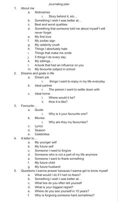 I made a list about what I want to journal. You can follow my list or either pick out a few prompts you like. What Should I Write About In My Journal, How To Create Journal, What Do I Write In A Journal, Cute Journalling Ideas, New Journaling Ideas, How To Write In Diary, Starting Page For Journal, Ideas To Journal, How To Write A Journal Ideas