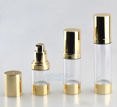 Gold aluminium airless serum bottle 15ml,30ml,50ml #airlesslotionbottle Lotion Bottle, Bottle Packaging, Cream Lotion, Graphic Design Tutorials, Tools Accessories