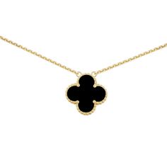 PRICES MAY VARY. Elevate your style with our fashionable black clover pendant featuring a 16-inch gold chain, designed exclusively for women. Stand out with the unique four-leaf clover motif that symbolizes good luck and fortune Crafted with high-quality materials, this black clover pendant is exquisitely made to ensure durability and elegance. The gold chain adds a touch of luxury, making it a versatile accessory for any outfit or occasion The dainty yet eye-catching design of this women's neck Black Pendant Charm Necklace With Adjustable Chain, Black Flower Pendant Necklace For Gift, Women's Necklace, Clover Pendant, Timeless Symbol, Necklace Extender, Clover Necklace, Black Pendant, Black Clover