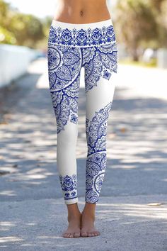 Mandala Leggings, Yoga Pants, Workout Leggings D E S C R I P T I O N Designed, printed, and sewn by hand in Miami, FL True to size High waisted  Full-length Recycled Buttery soft C A R E & D E T A I L S High-quality 4-way stretch shiny tricot 82% microfiber poly 18% spandex Machine wash warm Hang dry Hippie Leggings, Printed Sports Leggings, Boho Leggings, Pineapple Clothes, Sporty Looks, Legging Sport, Legging Outfits, Boho Geometric, Yoga Pant