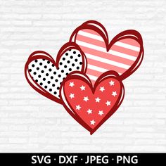 two hearts with stars on them svg dxf file