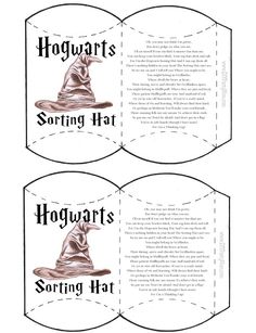 two harry potter's sorting hat bookmarks with the words sorting hats on them