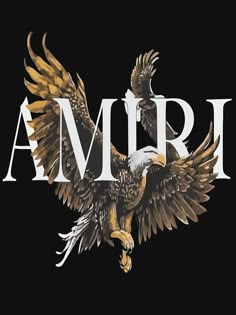 an eagle with the word amiri on it's back and wings spread out