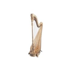 an old wooden harp on a white background