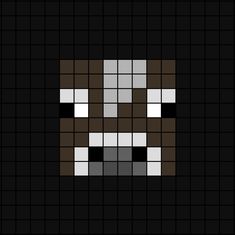 A pixel art template of a cow's face from Mine-craft the video game. Minecraft Mob Head Pixel Art, Minecraft Mobs Art, Image Pixel Art