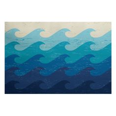 an ocean painting with blue waves on it