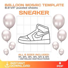 an image of a sneaker with balloons on the side and text balloon mosaic template