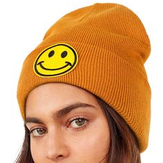 The womens smiley beanies for winter is made of 60% cotton and 40% acrylic.Yellow smiley face logo on the front of the womens knit beanie hat brings a smile to everyone who passes by. The unique yellow smile cool winter cap design makes you look more fashionable and cute, which can bring happiness and good luck to family and friends. Great value for money and a wide range of colors to choose from. Details: Excellent Flexibility and Stretch Happy Smiley Design Care: It’s advisable to hand wash on Trendy Yellow Hat For Streetwear, Trendy Yellow Streetwear Hat, Yellow Beanie Cap For Winter, Casual Adjustable Yellow Beanie, Trendy Yellow Hats For Fall, Casual Yellow Adjustable Beanie, Trendy Yellow Fall Hat, Trendy Yellow Fall Hats, Trendy Fall Beanie Cap