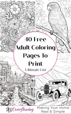 an adult coloring page to print with the words, 40 free adult coloring pages to print ultimate list