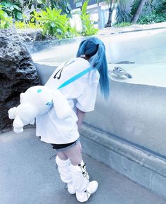 Sky Blue Outfit, Wonderland Clothes, Blue Haired Girl, Baby Blue Aesthetic, Fashion Corner, Japan Woman