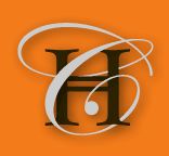 an orange and white logo with the letter h on it